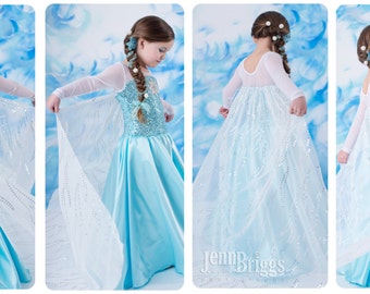 Frozen Elsa costume inspired dress 5/ 6 satin style skirt