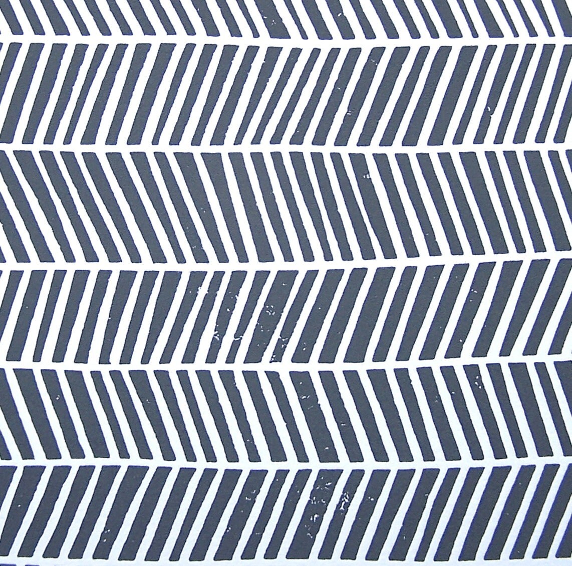 LINOCUT PRINT geometric pattern grey chevron zig zag block