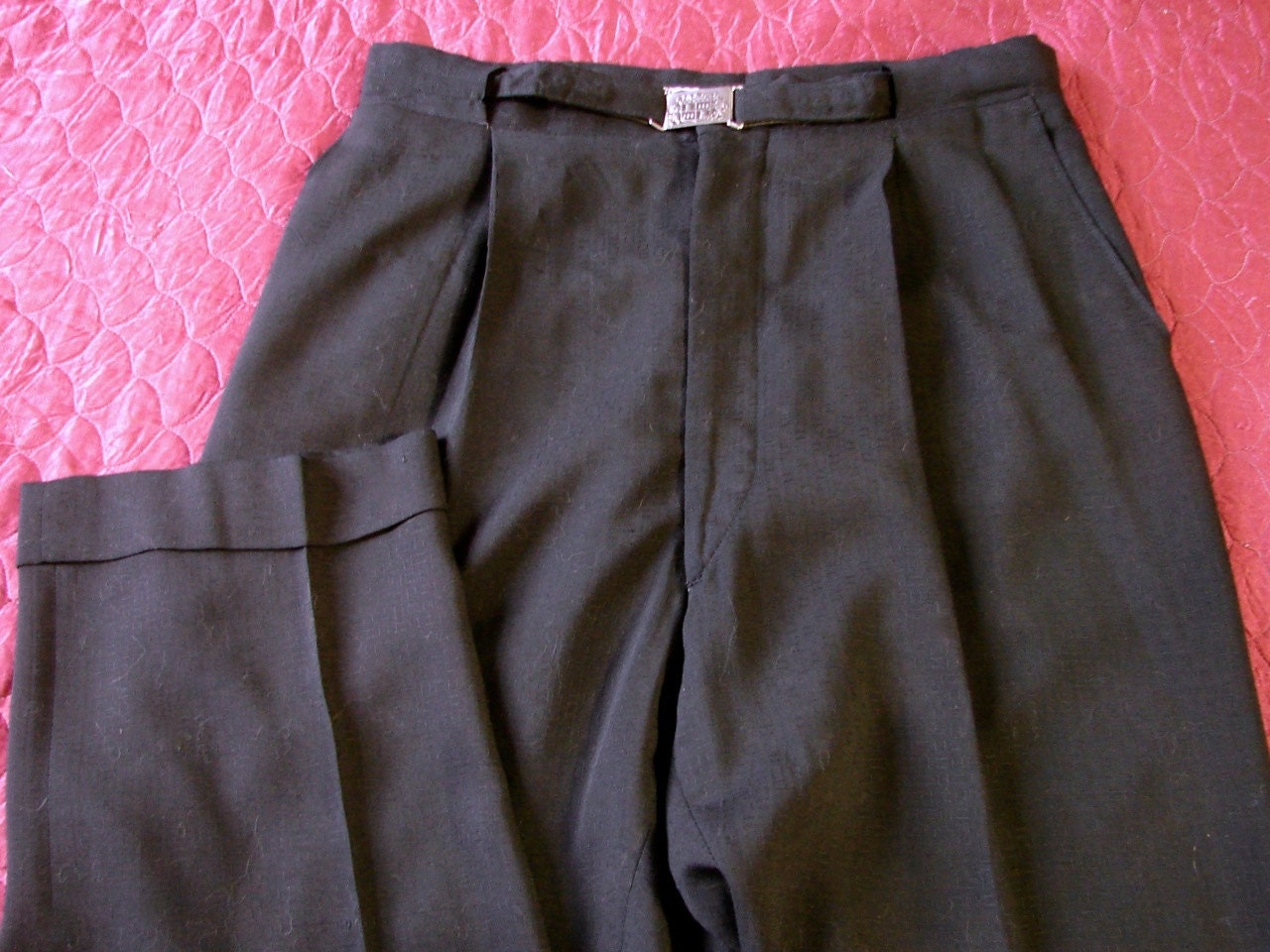 Vintage Pants 50s Black Hepcat Trousers Pegged Slacks on