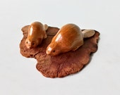 Father and baby beaver wood carving hand carved beaver father's day gift new dad gift father and son animal carving canadaian beaver