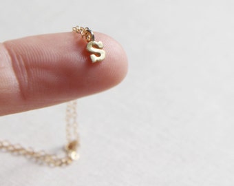 Mini Gold Initial Necklace | Tiny Initial Necklace Gold | Personalized Necklace