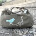 Green Bird Messenger with applique, zippered canvas bag