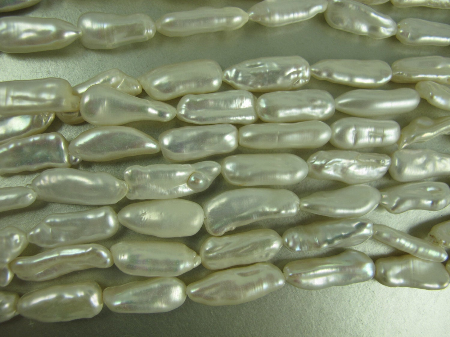 BIWA pearls WHITE Freshwater Cultured Stick Pearls