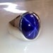 Mens Custom Heavy Sterling Silver Oval Blue Star Sapphire Ring