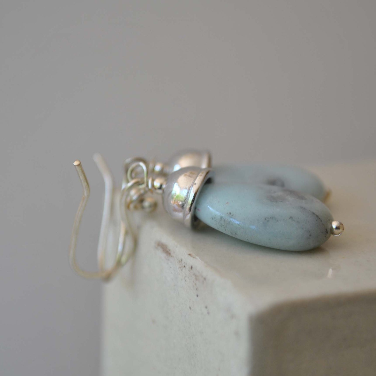 Powder Blue Amazonite Earrings Teardrop Earrings Stone by bstrung