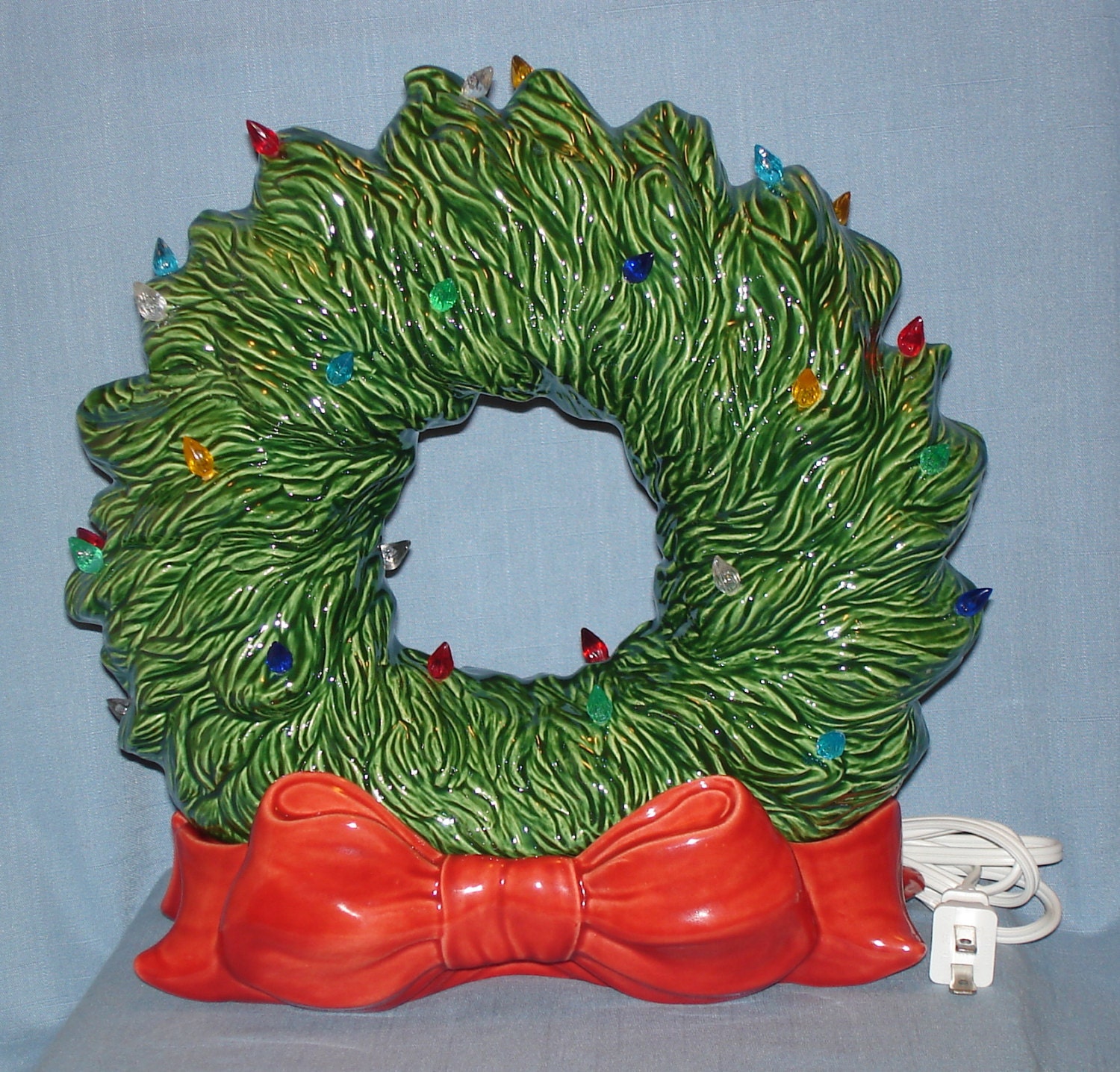 ceramic christmas wreath bow base green with multi colored ceramic christmas wreath bow base green with multi colored