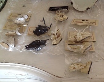 Vintage Tallina's Doll Shoes Style 173 Size 10 Ivory Black White SALE