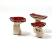 Ceramic mushrooms Red mushrooms Home decoration Collectibles Miniature sculpture, Wedding reception Wedding favor Wedding centerpiece