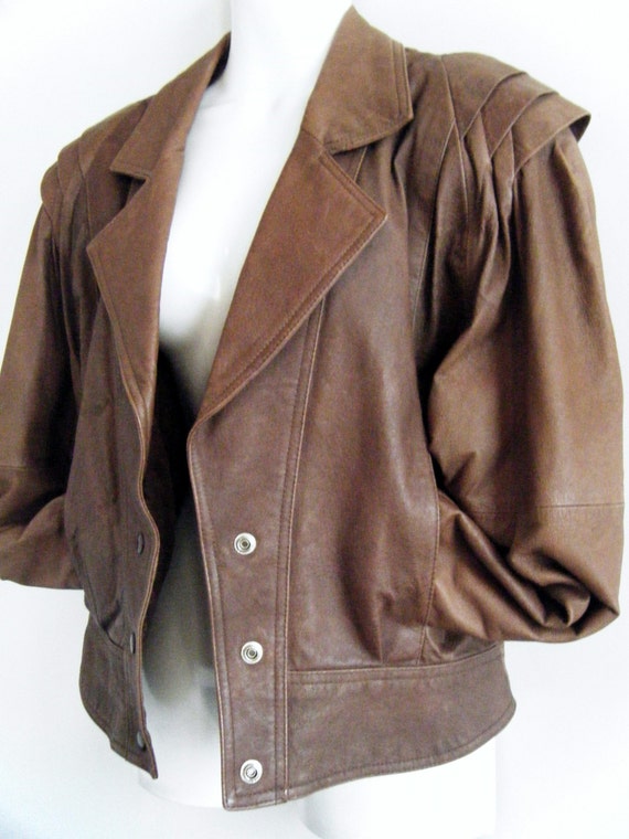 80s tough girl cropped bomber jacket / buttery soft brown