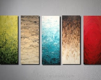 Large abstract painting Landscape painting on canvas by JMJartstudio 5 pc 90" custom custom