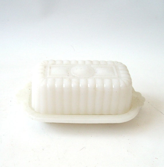 vintage milk glass butter dish milkglass serving lid white