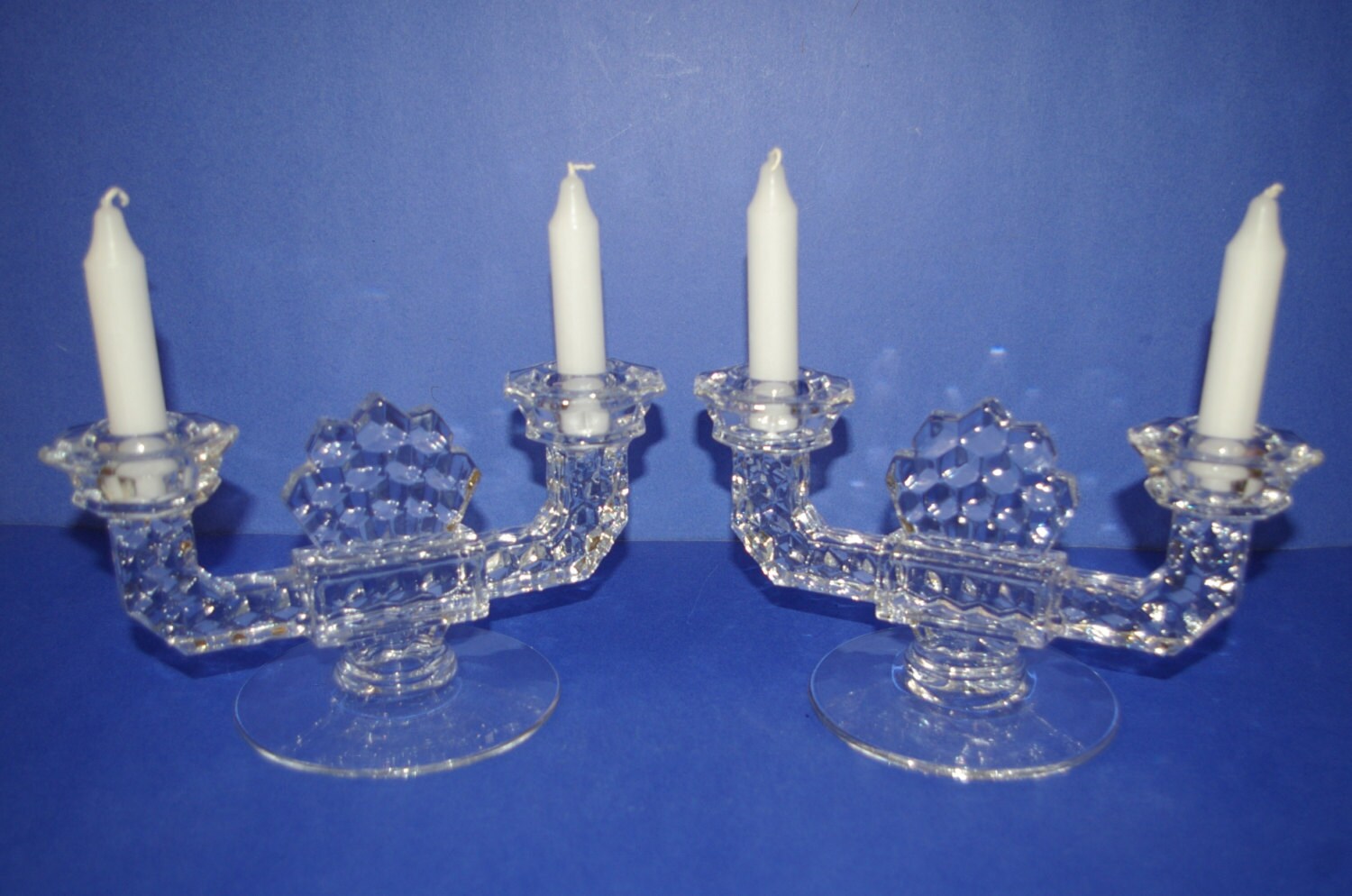 Fostoria Glass Candle Holders 2 lbs. each One pair Vintage