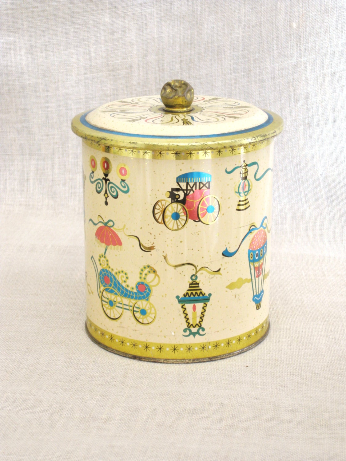 Vintage Candy Tin Decorative Metal Box Cookie Tin Round