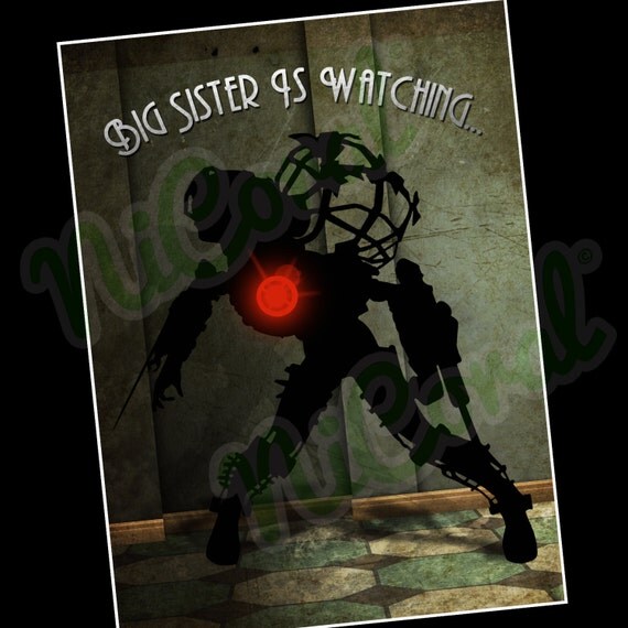 Custom Fan Art Print Bioshock Big Sister Is Watching 85x11 