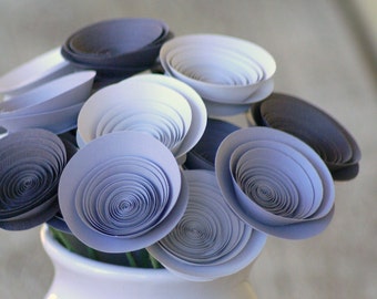 Grey Paper Flowers; Table Centerpiece made with Medium-size Paper Flowers; Grey Centerpiece; Modern Art; Grey Decor