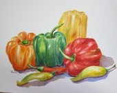 Vegetable, Fruits Original Watercolor paintings 3 Choices Pick one watercolorsNmore Kitchen