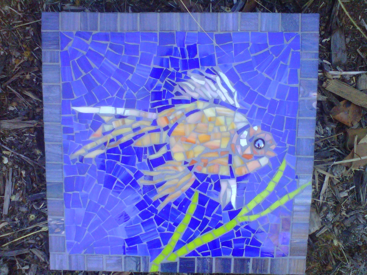 Koi Fish Stained Glass Mosaic Garden Stepping Stone