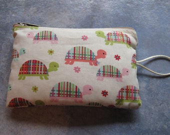 plaid turtle padded makeup jewelry bag