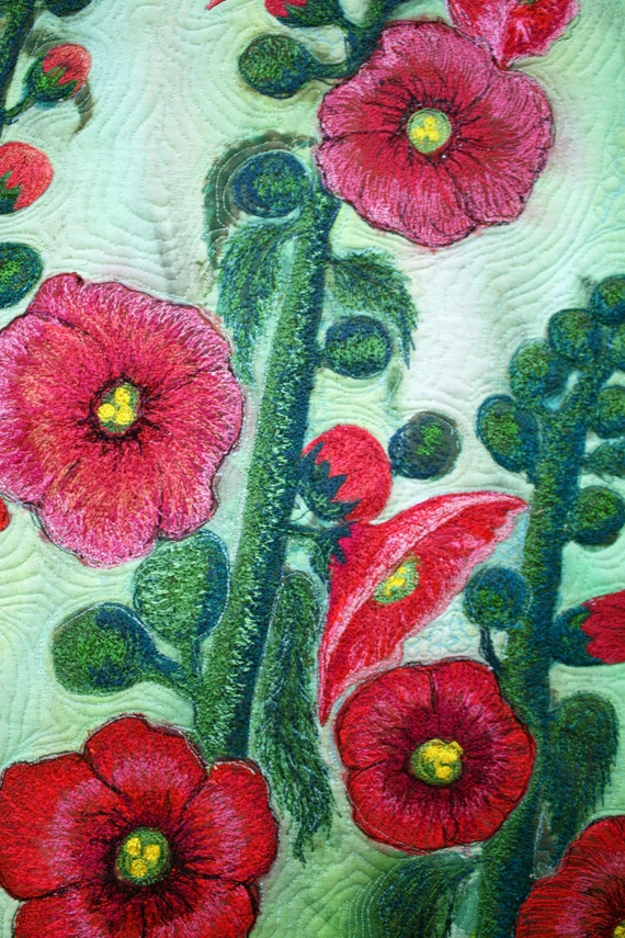 A contemporary art quilt for sale Stylized by BarbaraHarmsFiberArt