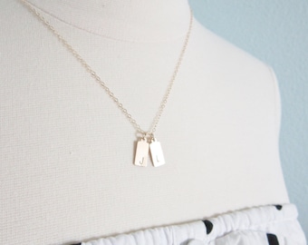 Little tags necklace, gold filled, delicate modern jewelry