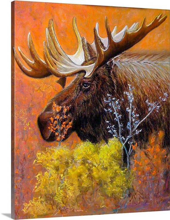 Items similar to Fall Moose Approx. size 11x14 Museum Quality Canvas ...