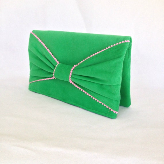 Monogrammed Bow Fold Over Clutch