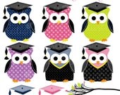 Graduation Owls Cute Digital Clipart - Commercial Use OK, Graduation Clipart, Graduation Graphics, Owl Clipart Il_170x135
