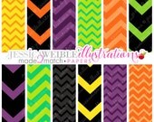 Halloween Chevron Cute Digital Papers - Commercial Use OK - Halloween Papers, Halloween Backgrounds, Halloween Patterns, Chevrons Il_170x135