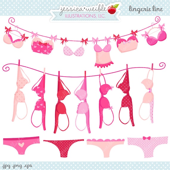 Lingerie Line Cute Digital Clipart Commercial by JWIllustrations