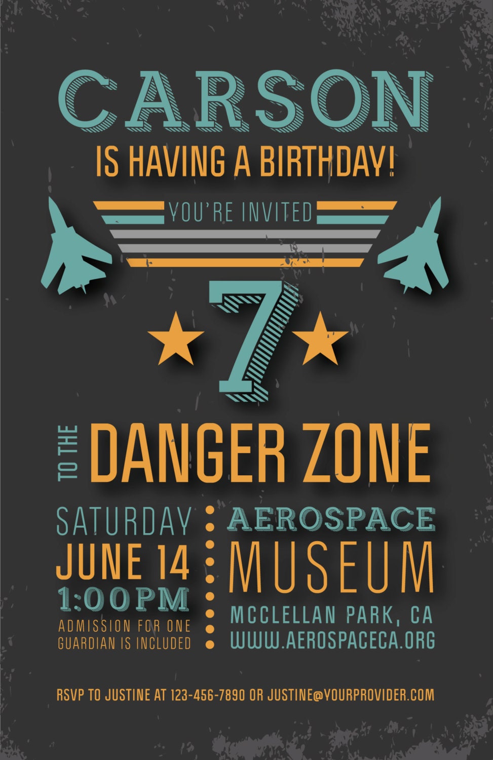 Top Gun Themed Birthday Party Invitation