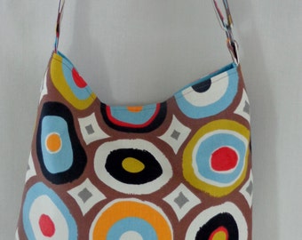 Cross Body BAG, Medium Shoulder Purse,  Messenger BAG, Small Diaper Bag, Work Purse,  IKEA, Black, Brown, Orange, Red, Blue, Circles