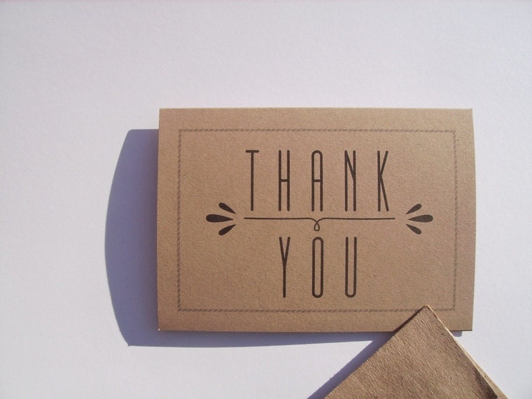 Modern Thank You Notes Kraft Paper Stationery by twin2kim on Etsy