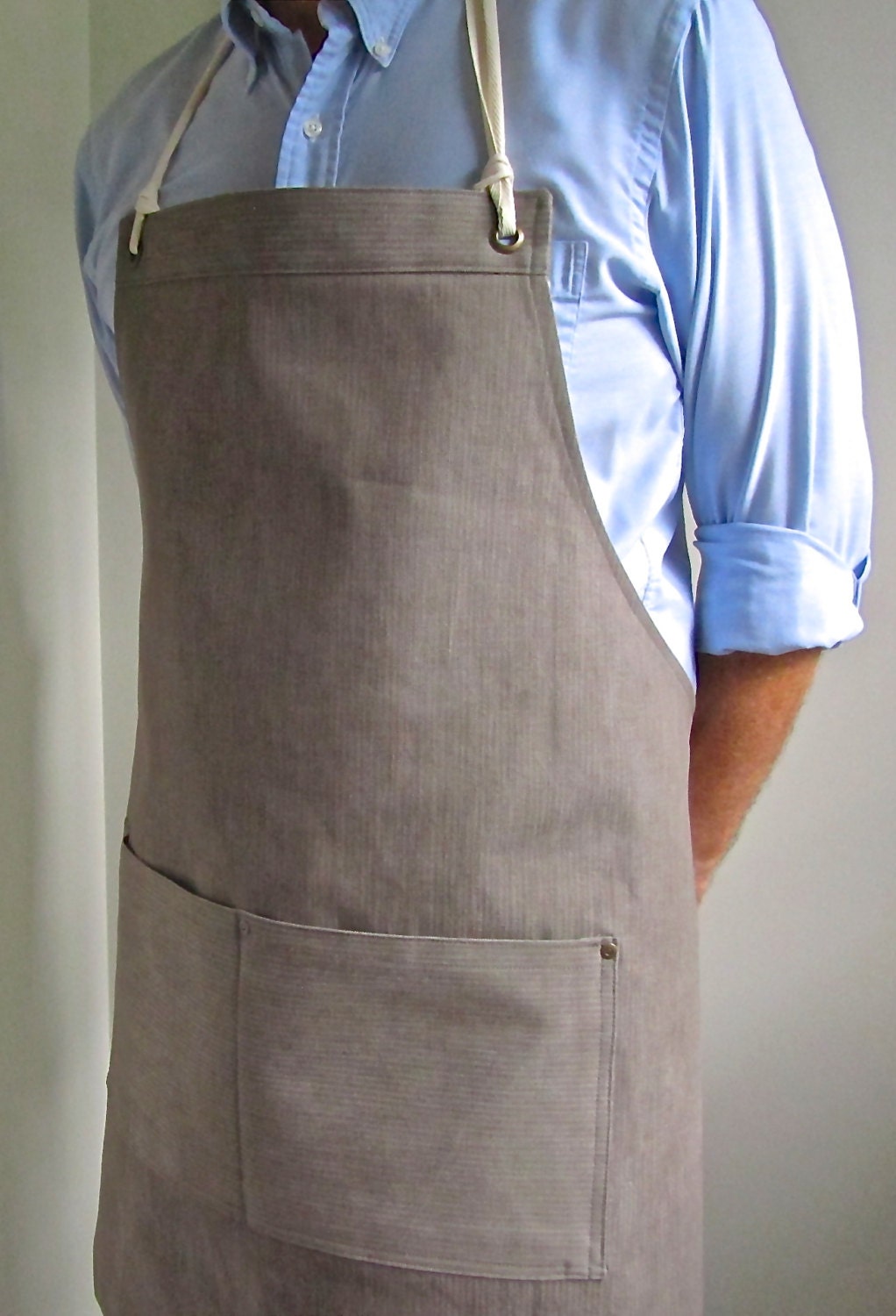 Full Denim Apron Men Italian Brown Denim by attitudeandapron