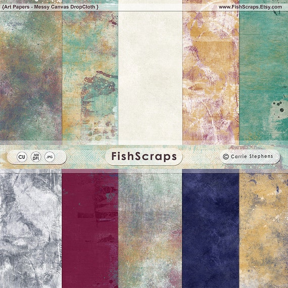 50% Sale - Painted Digital Paper - Artists Canvas Drop Cloth Backgrounds - Paint Splatters - Painted Papers - Textured - Il_570xn