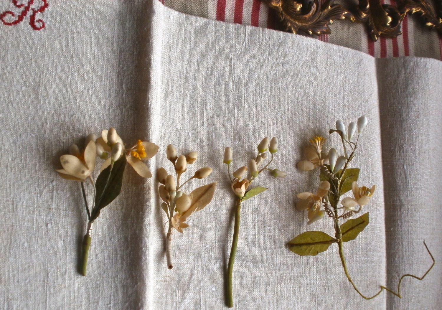 Wax Flowers Sweet Collection of Victorian Wax Flowers Headwear Groom’s