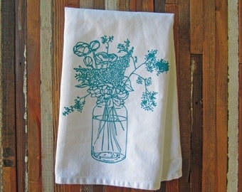 Cloth Napkins - Eco Friendly Dinner Napkins - Screen Printed Cotton Cloth Napkins - Wildflowers - Handmade Cloth Napkins - Farmhouse - Table