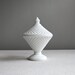 Westmoreland Milk Glass Covered Candy Dish - English Hobnail Geometric Diamond Pattern