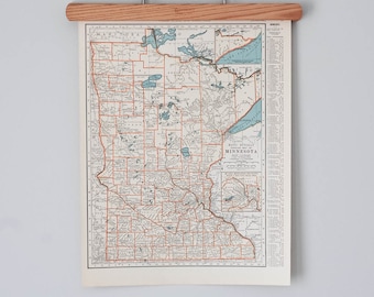 1930s Antique Maps of Minnesota and Mississippi