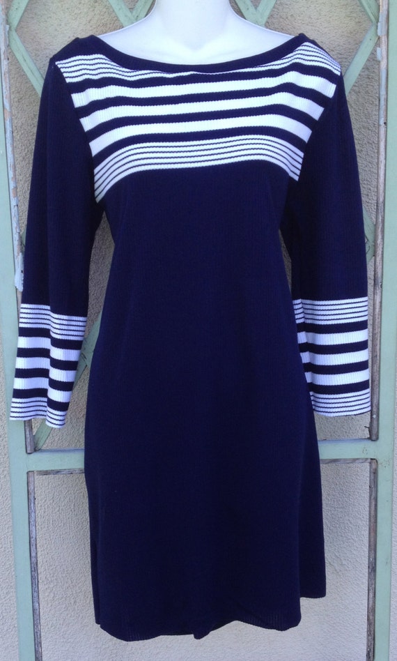 Long Sleeve Stripe Navy Dress