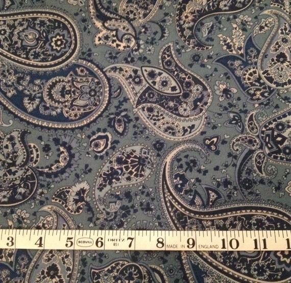 Blue Navy and White Paisley Home Decor Fabric