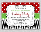 Chevron Holiday Party Invitation Green and Red Holiday Party Invitation Il_170x135
