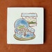 Calico Cat on Blue Chair, handmade ceramic tile 4x4", coaster or wall hanging