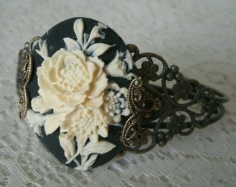 Gothic Rose Cuff Bracelet, victorian jewelry gothic jewelry art nouveau jewelry steampunk renaissance edwardian art deco victorian bracelet