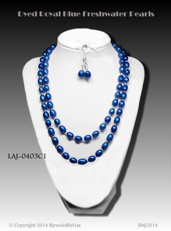 Royal Blue Freshwater Pearl Necklace Set