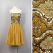 Vintage Beaded Silk Chiffon Dress / 1960s / Gold Gilt Sequined Dancing Dress