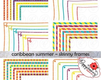 Caribbean Summer Skinny Frames Mega Pack: Clip Art Pack Card Making Digital Frames Page Borders