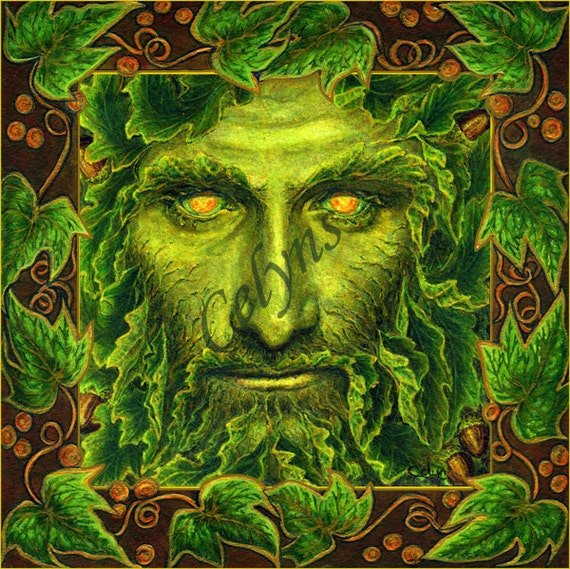 Items similar to Green Man / Lord of the Greenwood: Oak King Print with ...