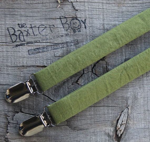 Items similar to Solid Olive Green suspenders, little boy suspenders ring bearer, photo prop