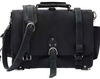 Made in USA Leather Briefcase Messenger Bag Backpack LARGE