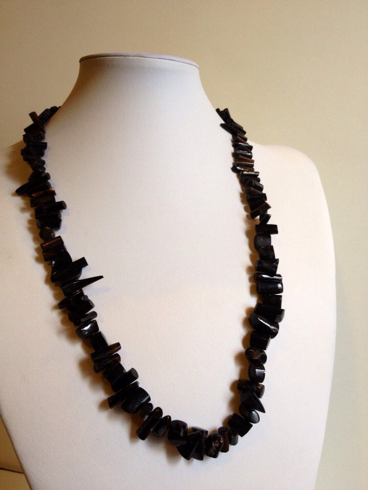 Polished Black Coral Necklace by DuchessDigs on Etsy